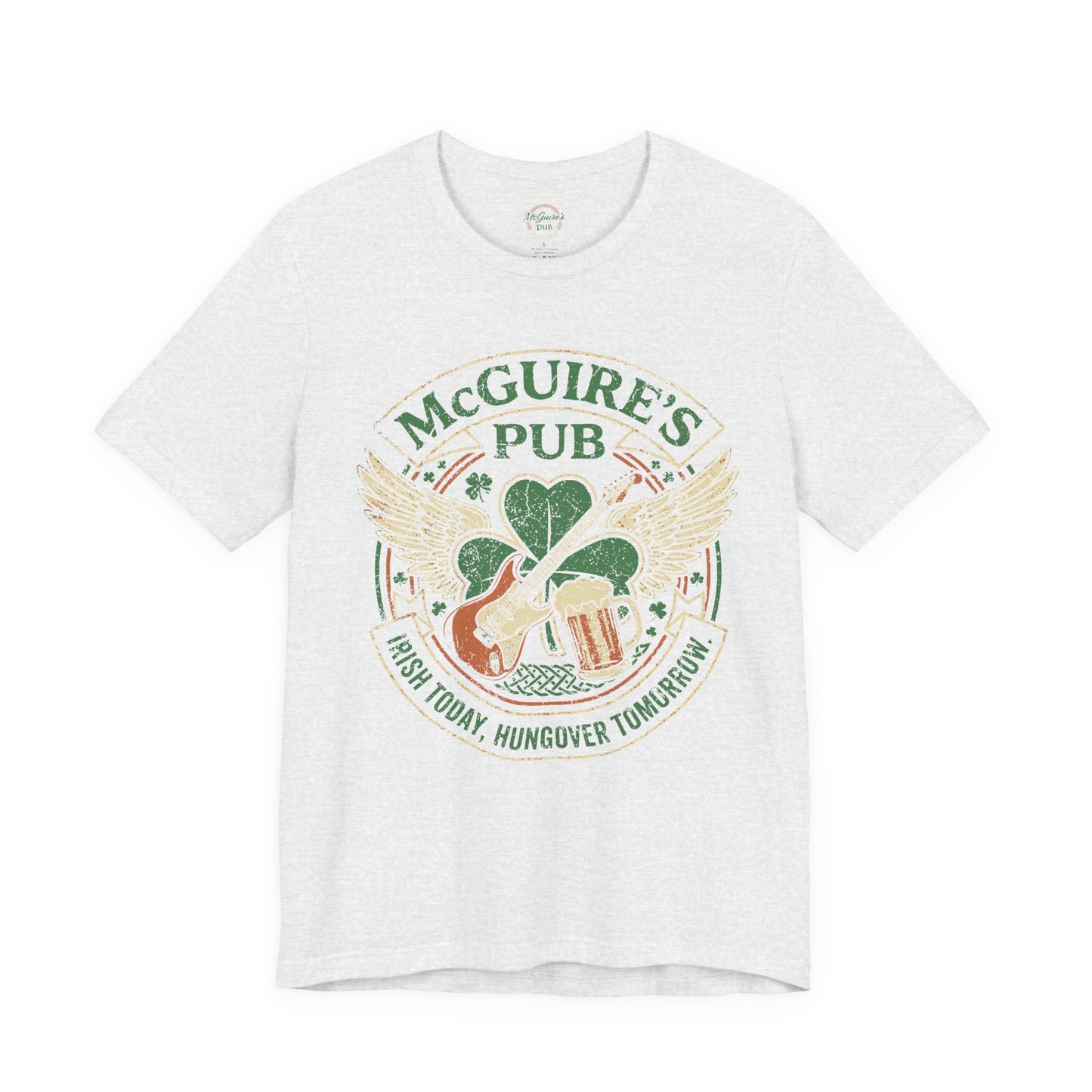 Rock N Roll Men's Unisex McGuire's Vintage Shamrock T-Shirt - McGuire's Pub Logo