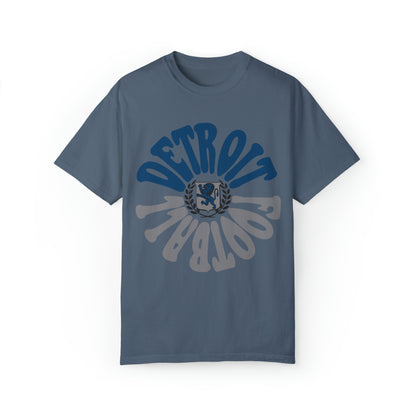 Comfort Colors Hippy Style Detroit Lions Football Short Sleeve T-Shirt - Men's & Women's Oversized Tee - Design 2