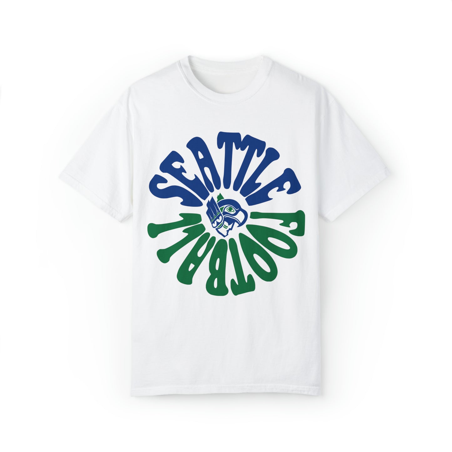 Hippy Retro Seattle Seahawks Comfort Colors T-Shirt - Vintage Style Football Crewneck - Men's & Women's - Design 2
