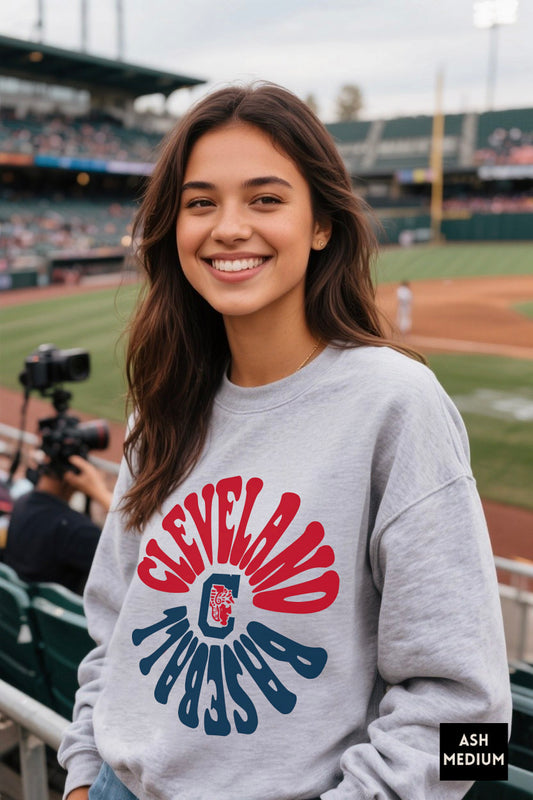 Retro Cleveland Baseball Crewneck - Cle Sweatshirt Baseball Gear - Vintage MLB Apparel