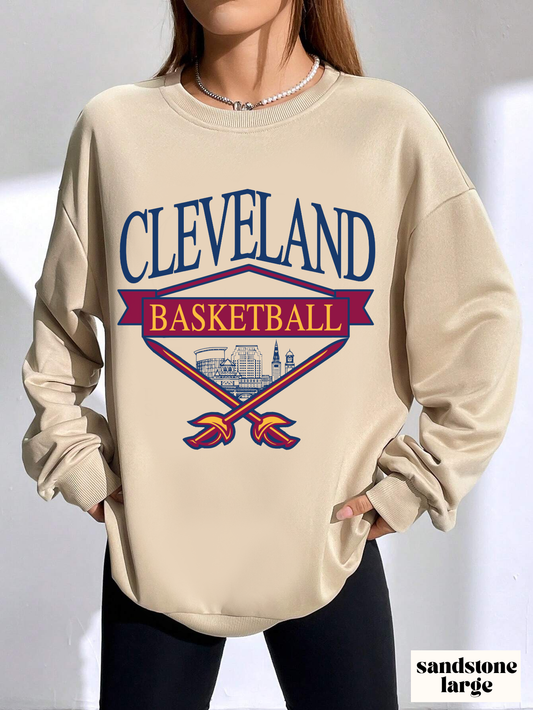 Vintage Cleveland Cavaliers Sweatshirt - Wine and Gold - Vintage Style Basketball Crewneck - Men's & Women's Retro Ohio Apparel