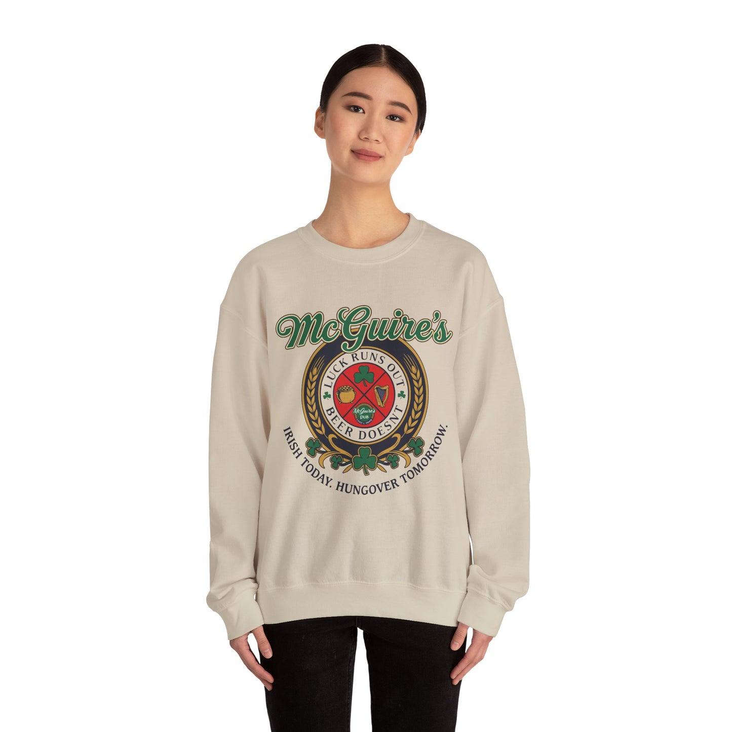 Men''s Unisex McGuire's Pub Sweatshirt — Vintage Logo Irish Pub St. Patrick's Day Crewneck