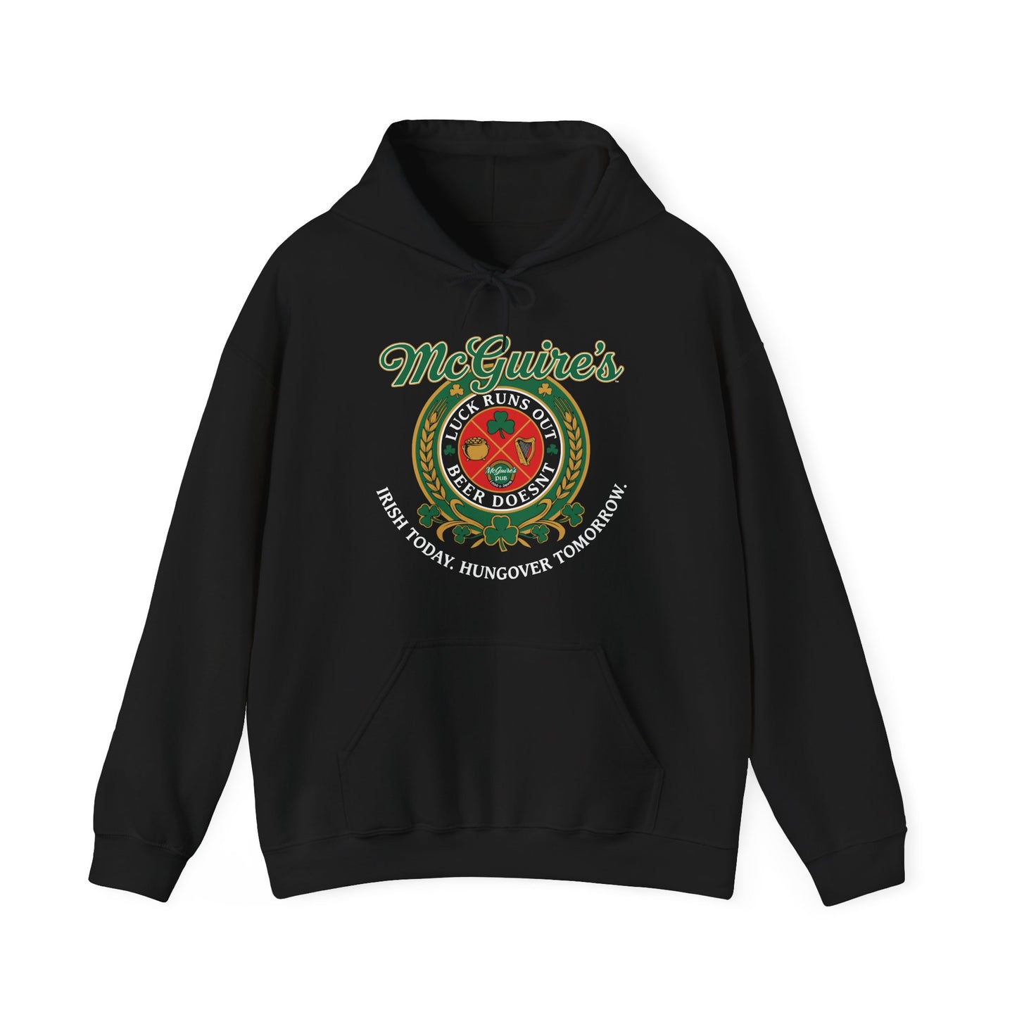 Men's Unisex Leprecaun Pub Hoodie — Vintage Irish Pub Logo Sweatshirt - Vintage McGuire's Logo
