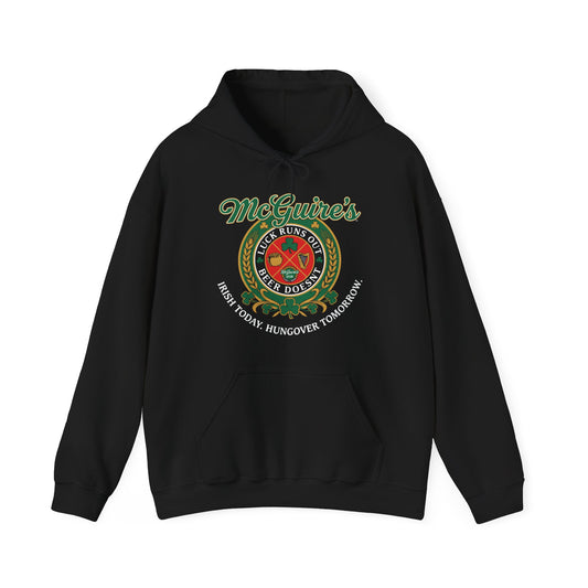 Men's Unisex Leprecaun Pub Hoodie — Vintage Irish Pub Logo Sweatshirt - Vintage McGuire's Logo