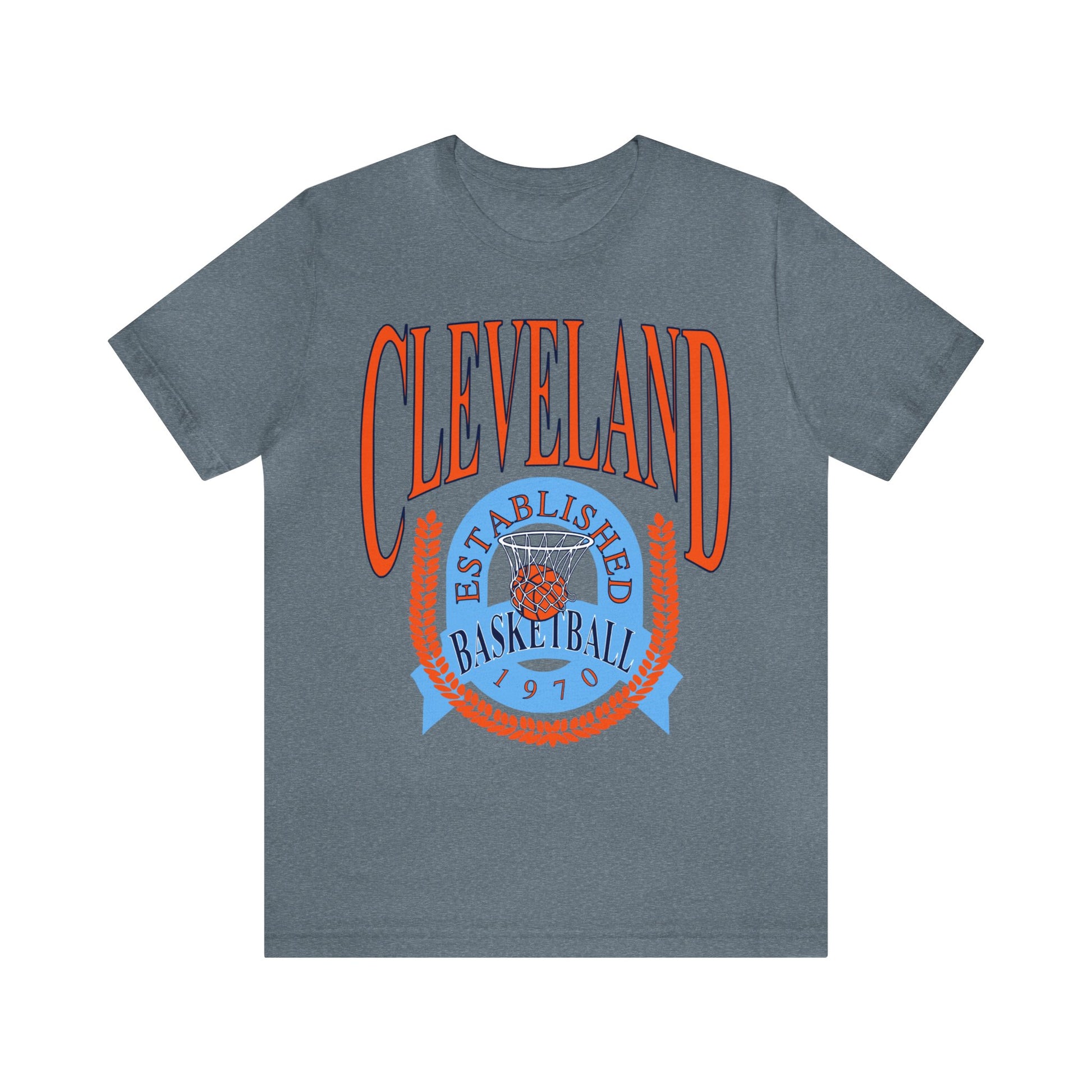 Vintage Cleveland Cavaliers Basketball T-Shirt Blue & Orange - NBA Basketball Unisex Short Sleeve Tee