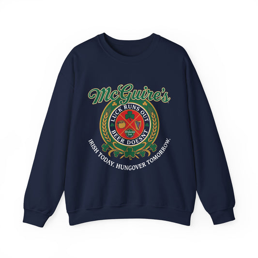 Men''s Unisex McGuire's Pub Sweatshirt — Vintage Logo Irish Pub St. Patrick's Day Crewneck