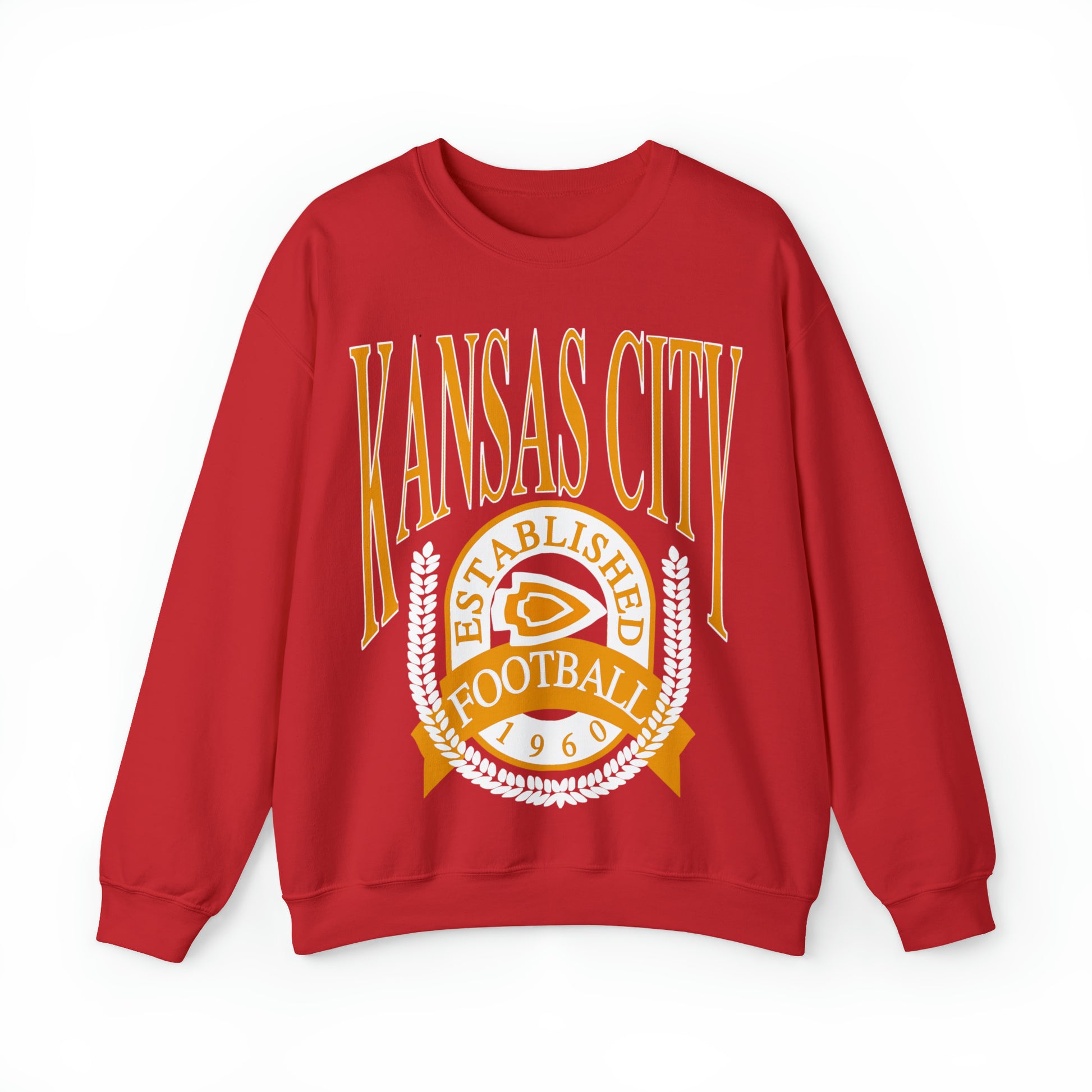 Vintage Kansas City Chiefs Sweatshirt - Retro NFL Football Chiefs Oversized Crewneck - Black Yellow Red - Design 1
