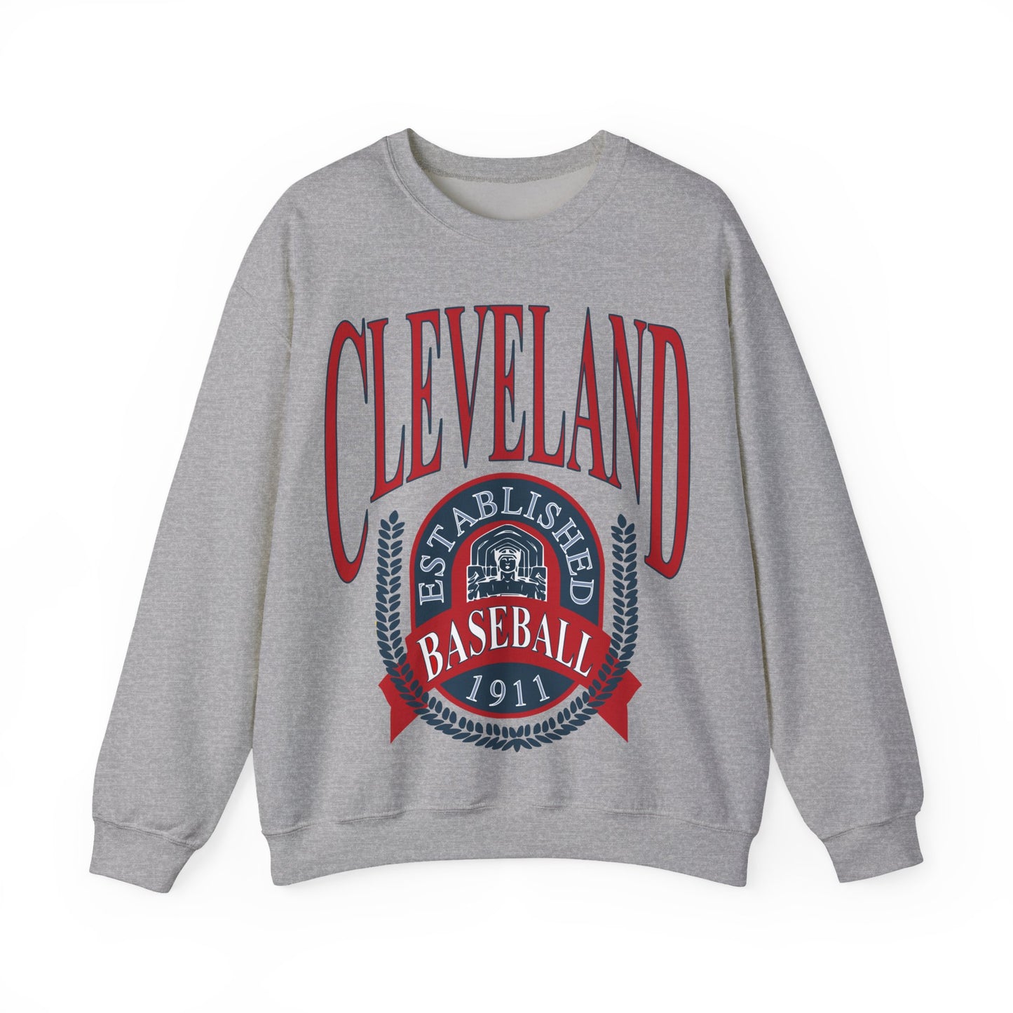 Navy Cleveland Baseball Crewneck - Vintage Indians Baseball Sweatshirt