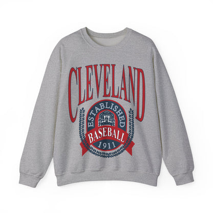 Navy Cleveland Baseball Crewneck - Vintage Indians Baseball Sweatshirt