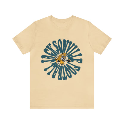 Jacksonville Jaguars Short Sleeve T-Shirt - Hippy Retro NL Football Oversized Tee - Vintage Men's & Women's T-Shirt - Design 2