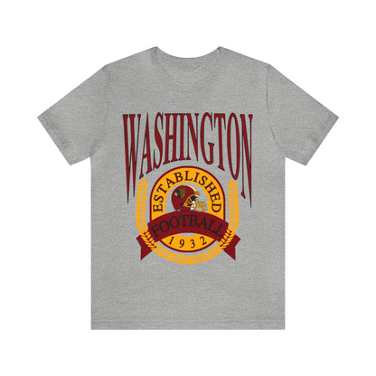 90's Washington Redskins Short Sleeve T-Shirt - Vintage Football Tee - Retro Commanders 70's, 80's, 90's - Design 1