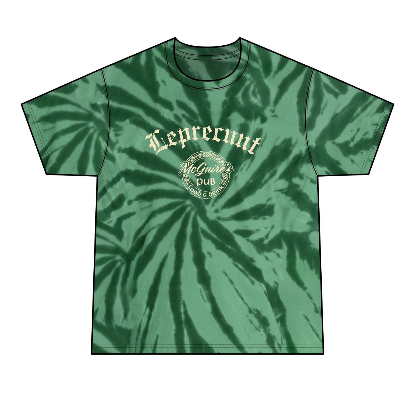 Men's Unisex Tie Dye Leprechaun Pub Tie-Dye Tee - Green St. Patrick's Day Spiral Shirt - Leprecunt