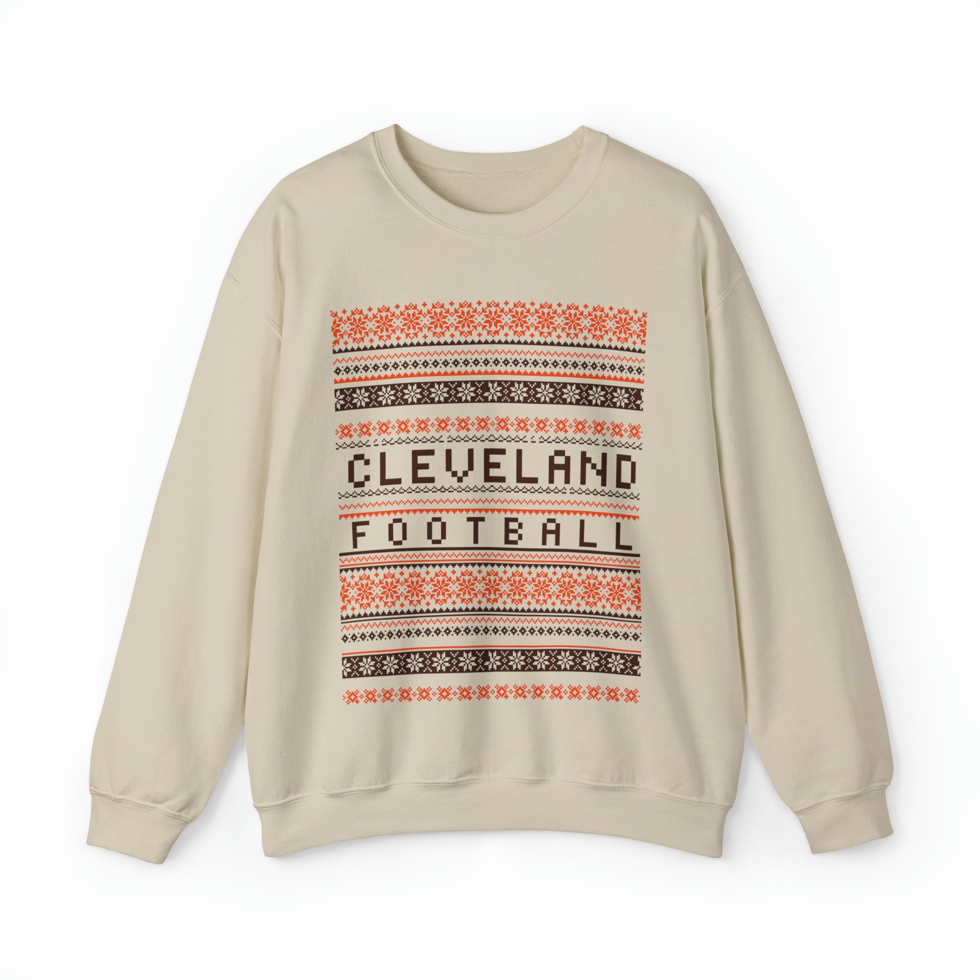 Cleveland Browns Christmas Sweater Crewneck Sweatshirt - Vintage Browns Holiday Hoodie - Men's and Women's Holiday Game Apparel