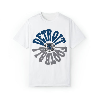Comfort Colors Hippy Style Detroit Lions Football Short Sleeve T-Shirt - Men's & Women's Oversized Tee - Design 2