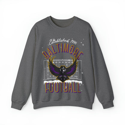 Baltimore Ravens Holiday Crewneck Sweatshirt - Vintage Christmas NFL Football Mascot - Men's & Women's Oversized Unisex Winter Hoodie