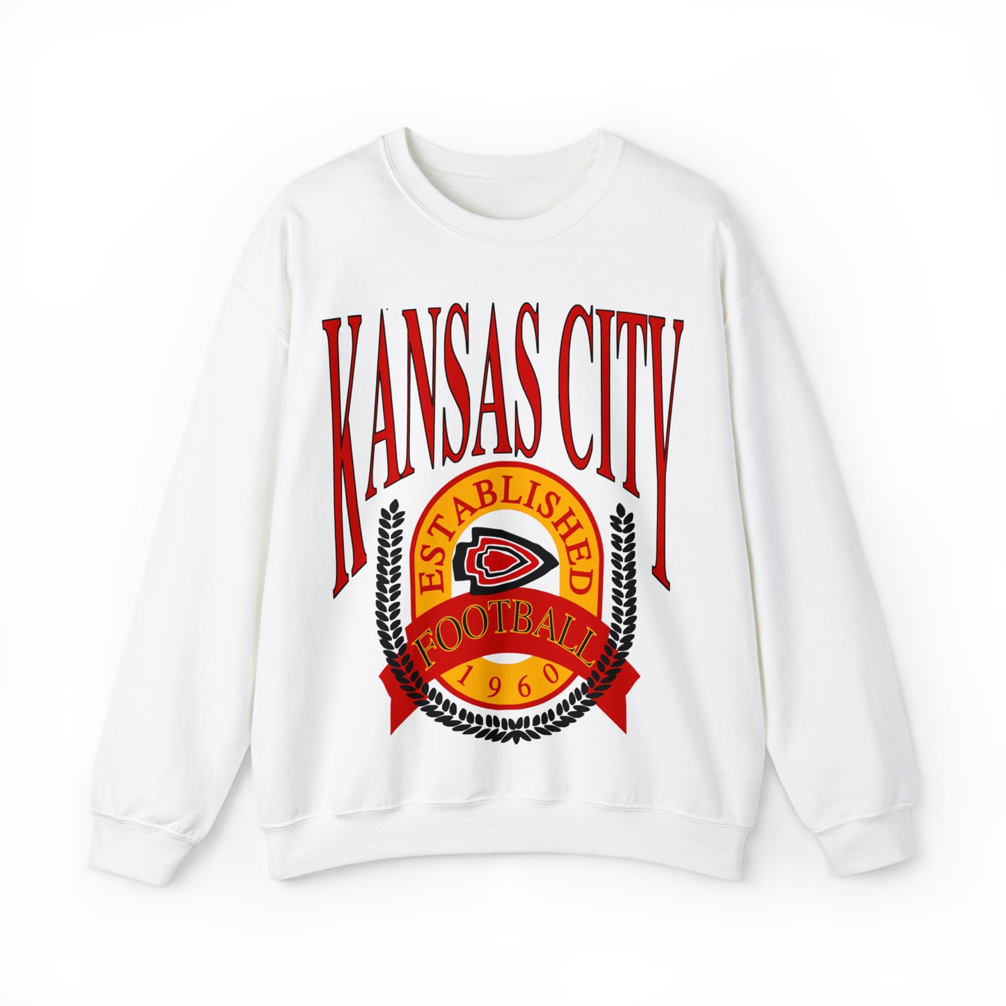 Vintage Kansas City Chiefs Sweatshirt - Retro NFL Football Chiefs Oversized Crewneck - Black Yellow Red - Design 1