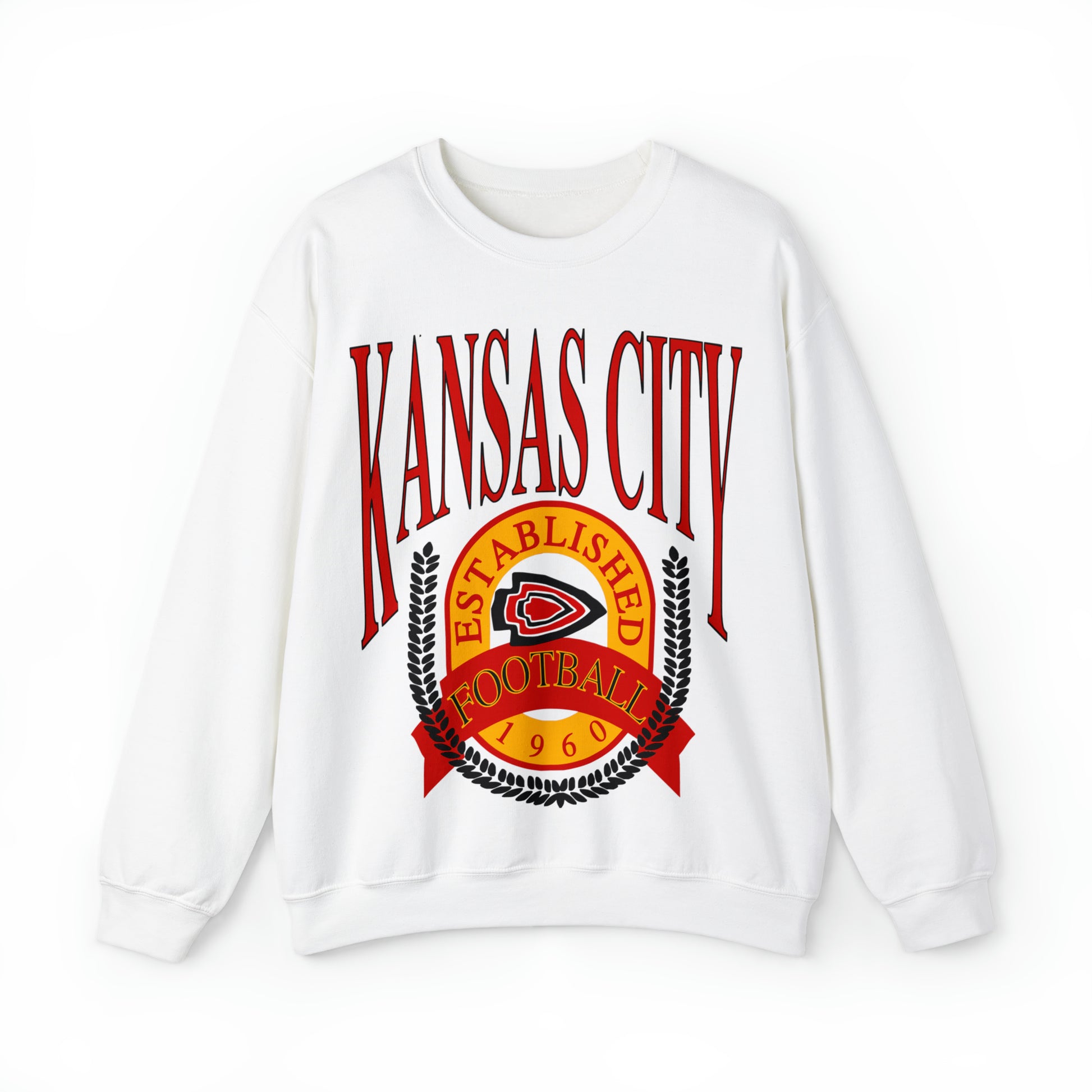 Vintage Kansas City Chiefs Sweatshirt - Retro NFL Football Chiefs Oversized Crewneck - Black Yellow Red - Design 1