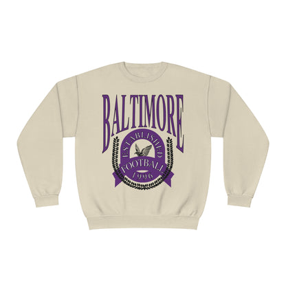 Baltimore Ravens Crewneck Sweatshirt - Vintage NFL Football Ravens Hoodie - Retro Men's & Women's Sweatshirt - Design 1