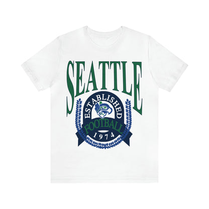 Throwback Retro Seattle Seahawks Short Sleeve T-Shirt - Vintage Style Football Tee - Design 1