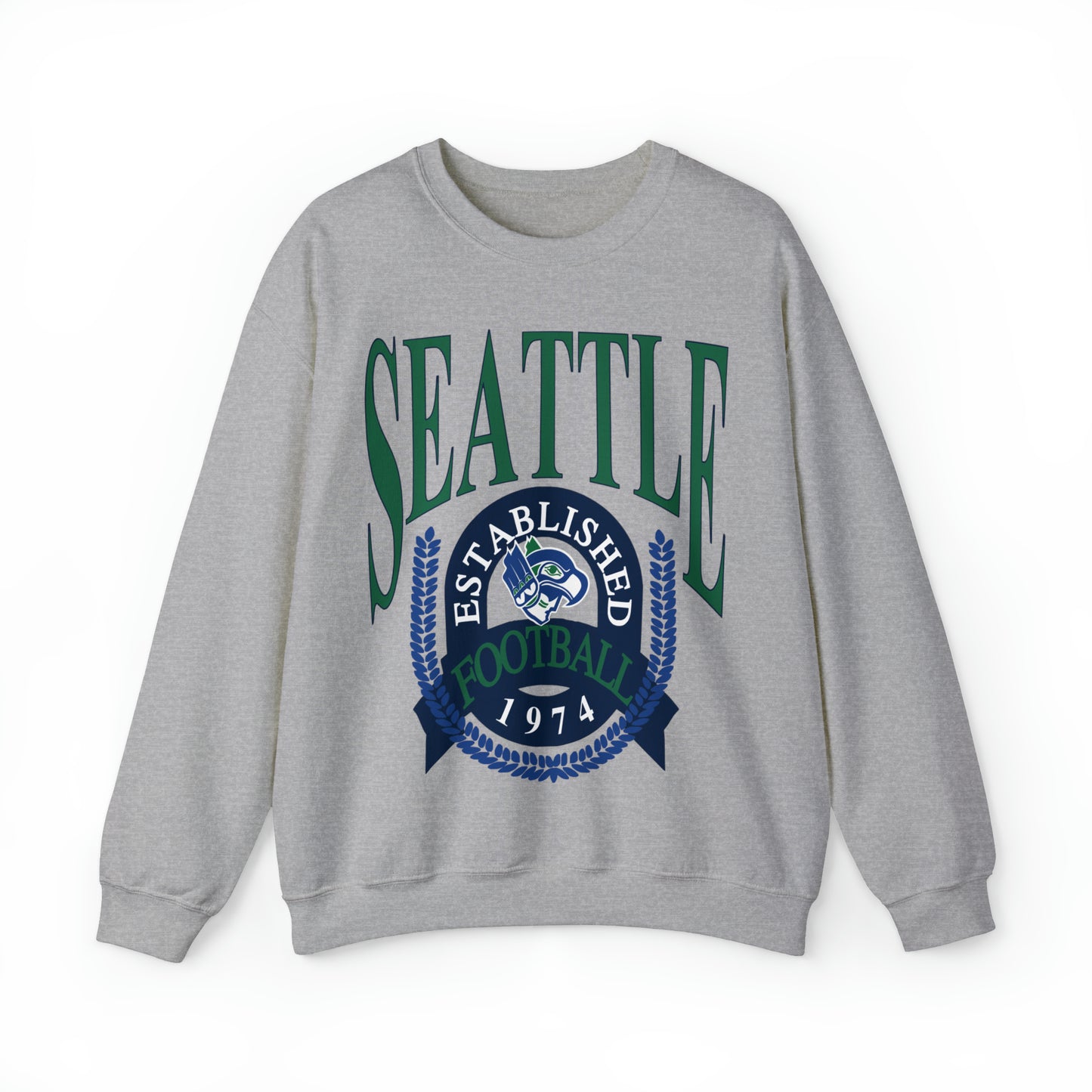 Throwback Vintage Seattle Seahawks Sweatshirt - Retro Style Football Crewneck - Men's & Women's Retro Apparel - Design 1