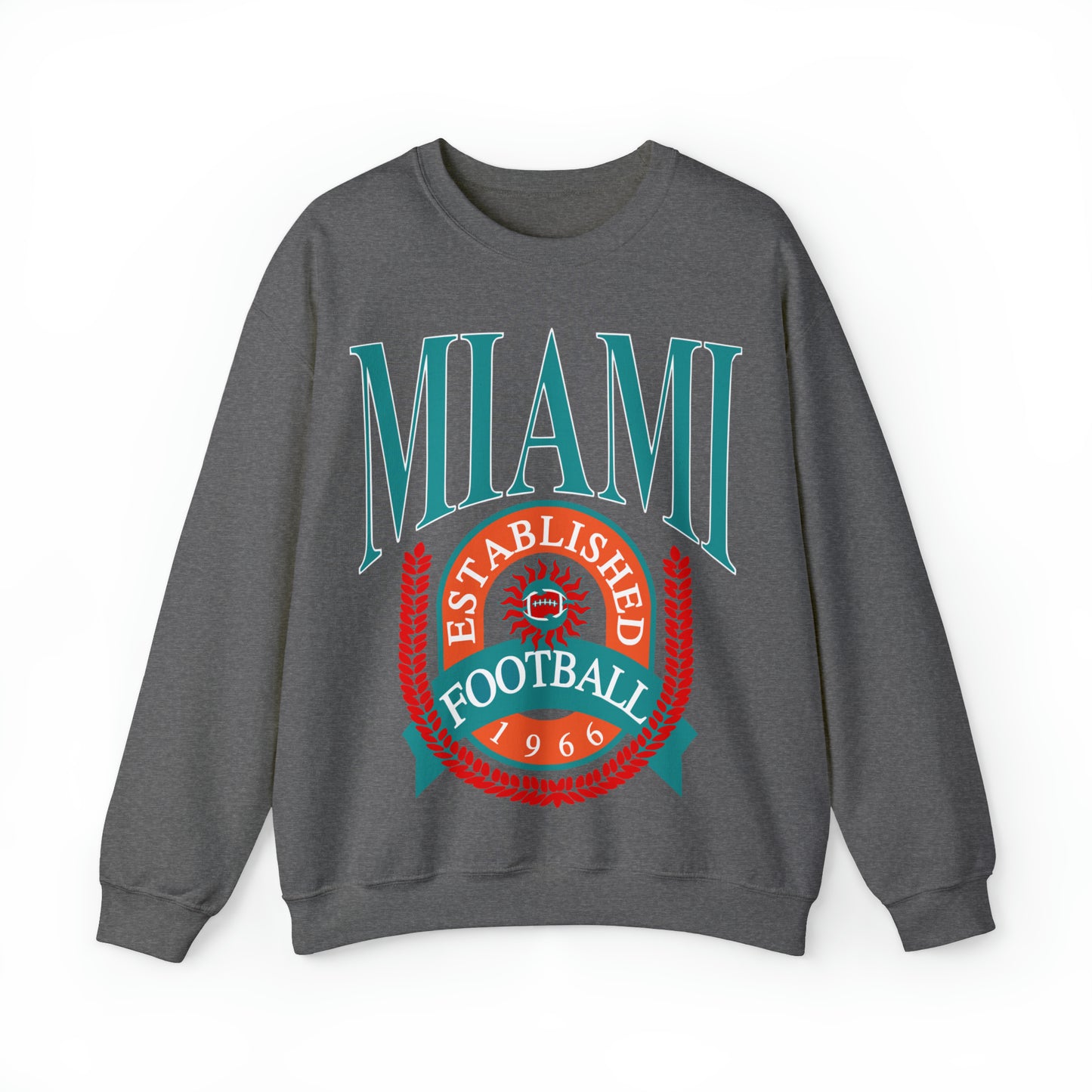 Throwback Miami Dolphins Sweatshirt - Vintage Unisex Football Crewneck  - Men's Women's Unisex Apparel - Design 1