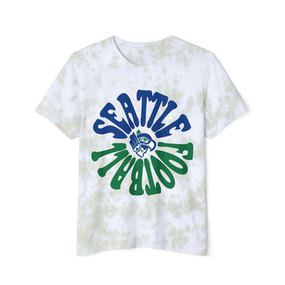 Tie Dye Hippy Retro Seattle Seahawks Short Sleeve T-Shirt - Vintage Style Football Tee - Design 2