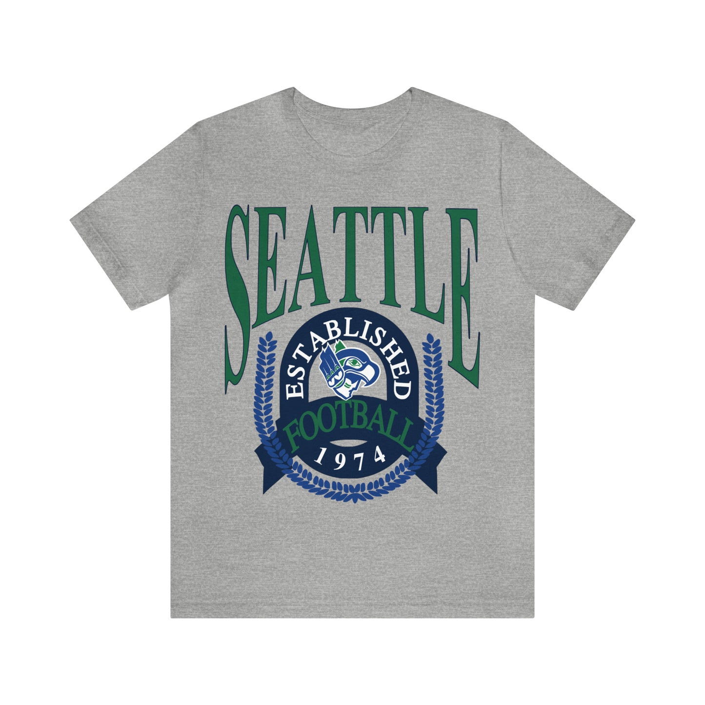 Throwback Retro Seattle Seahawks Short Sleeve T-Shirt - Vintage Style Football Tee - Design 1
