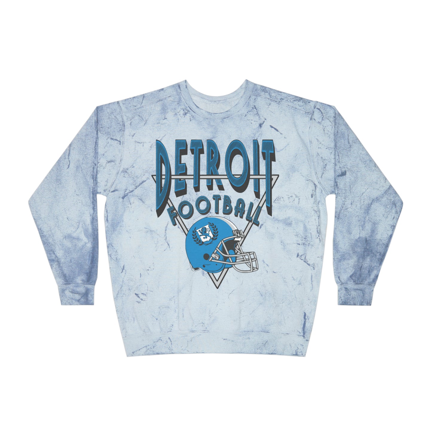 Tie Dye Vintage Style Detroit Football Crewneck Sweatshirt - Mens's & Women's Retro Oversized Apparel - Design 1