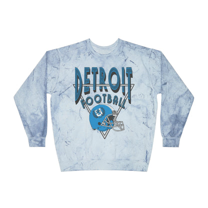 Tie Dye Vintage Style Detroit Football Crewneck Sweatshirt - Mens's & Women's Retro Oversized Apparel - Design 1