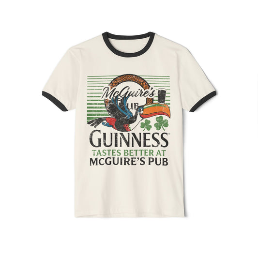 Guinness Pub Ringer Tee — "Guinness Tastes Better at McGuire's Pub"