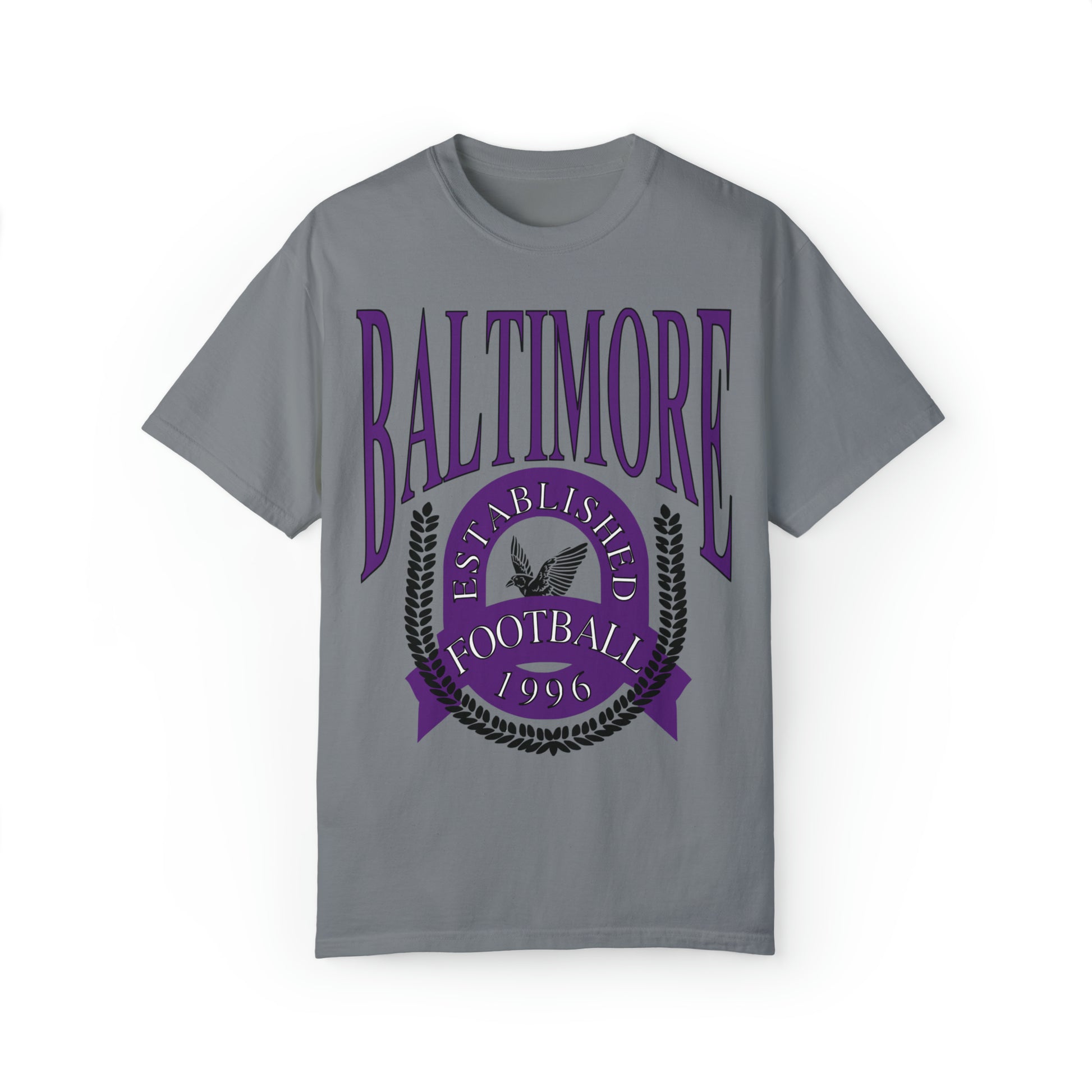 Throwback Baltimore Ravens T-Shirt - Comfort Colors NFL Football Short Sleeve Tee Unisex Men's Women's Oversized Apparel - Design 2