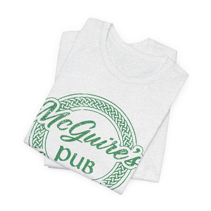 Men's Unisex Guinness Pub Ringer Tee —Faded Green McGuire's Logo