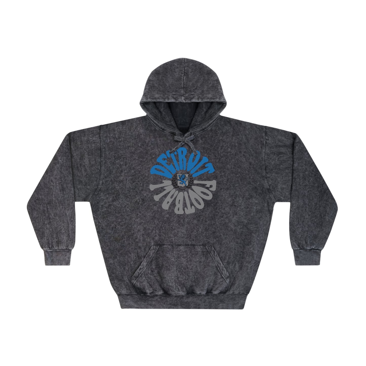 Mineral Wash Hippy Style Detroit Lions Football Hoodie - Men's & Women's Unisex Vintage Sweatshirt - Design 2