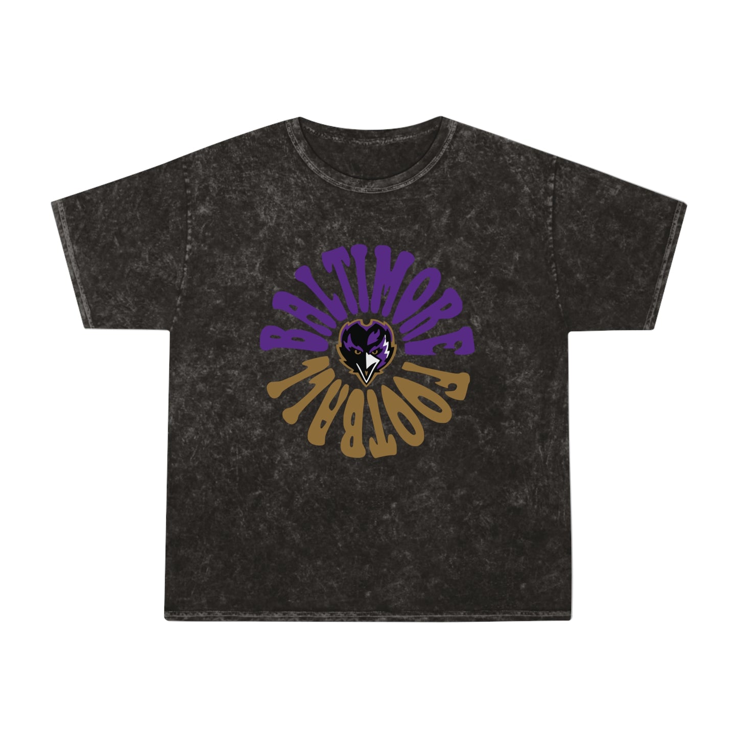 Tie Dye Baltimore Ravens T-Shirt - Hippy Short Sleeve Acid Wash Tee - Rock N' Roll Men's & Women's Unisex Mineral Wash T-Shirt - Design 2