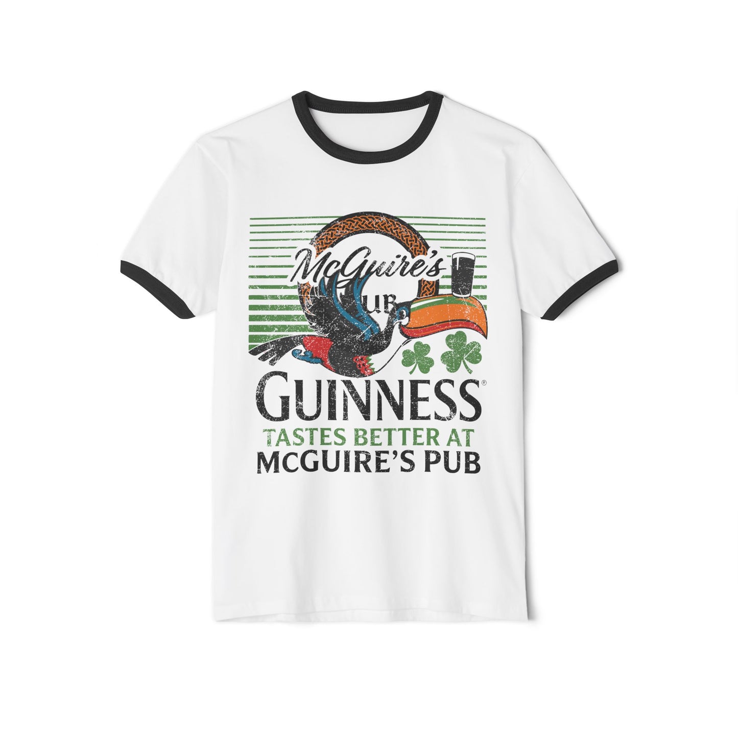 Guinness Pub Ringer Tee — "Guinness Tastes Better at McGuire's Pub"