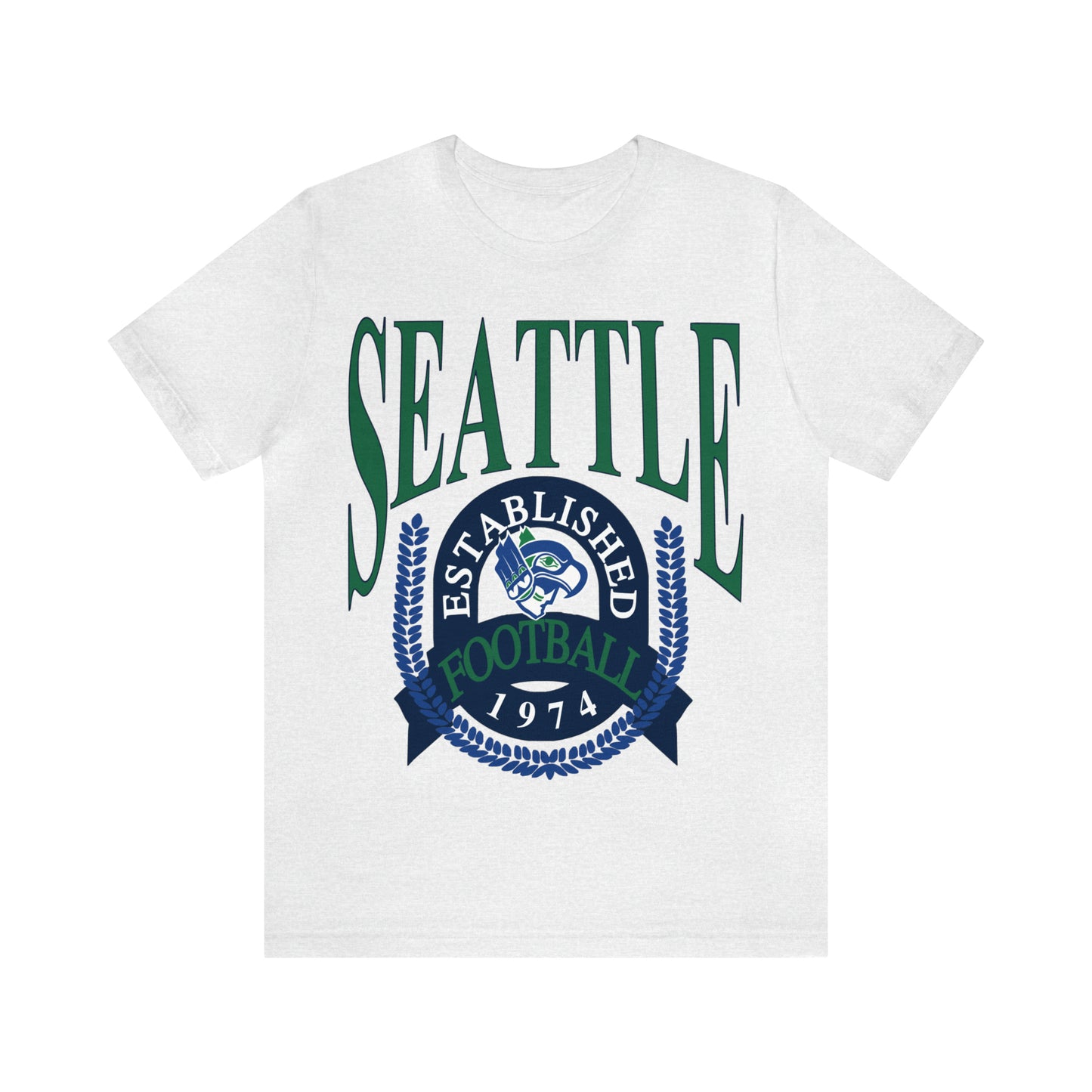 Throwback Retro Seattle Seahawks Short Sleeve T-Shirt - Vintage Style Football Tee - Design 1