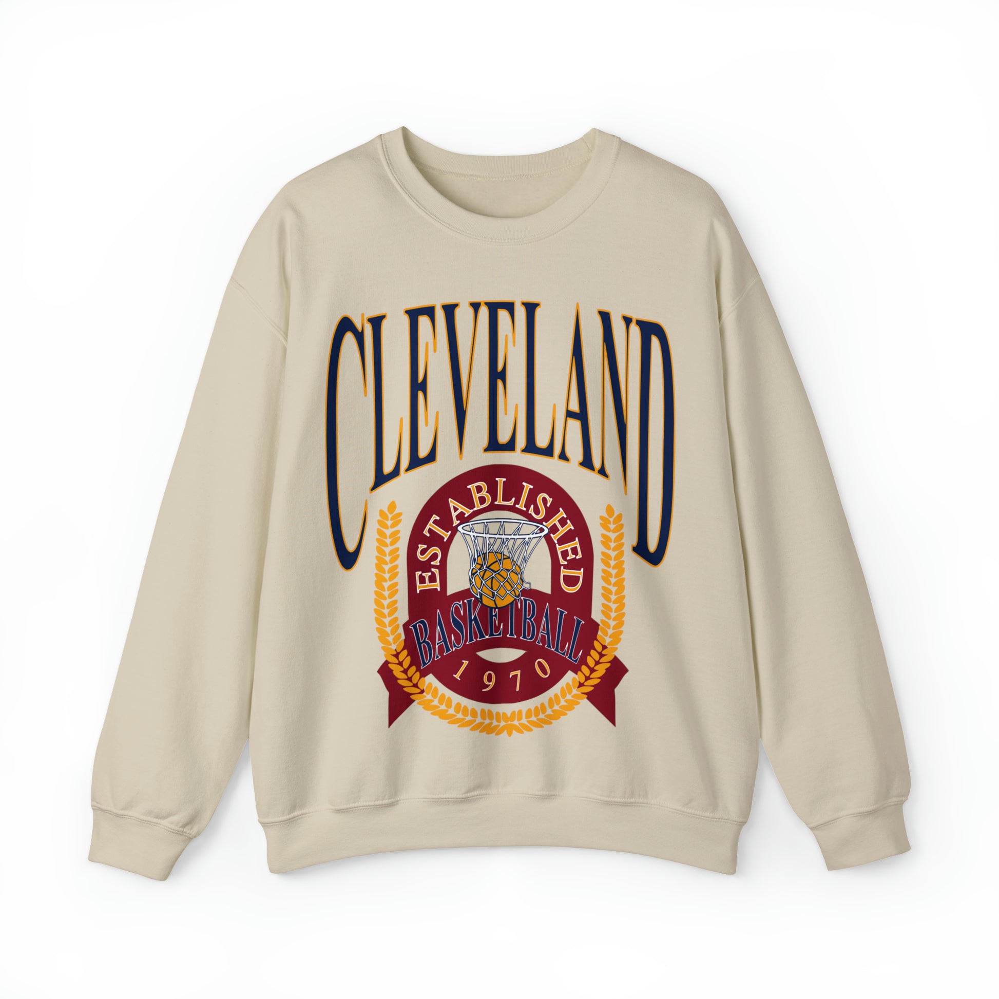 Vintage Cleveland Cavaliers Crewneck Sweatshirt Navy Blue - Retro Unisex Basketball Sweatshirt