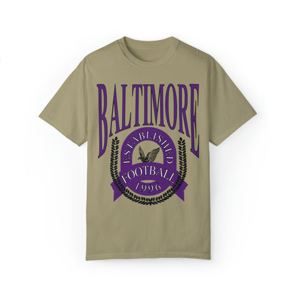 Throwback Baltimore Ravens T-Shirt - Comfort Colors NFL Football Short Sleeve Tee Unisex Men's Women's Oversized Apparel - Design 2