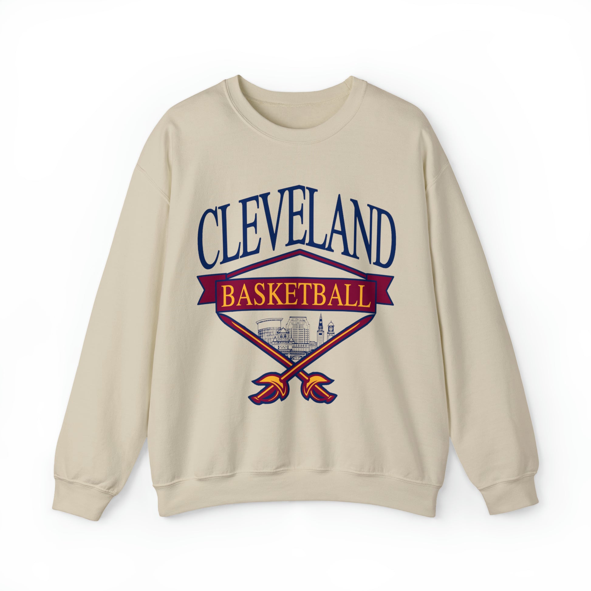 Vintage Cleveland Cavaliers Sweatshirt - Wine and Gold - Vintage Style Basketball Crewneck - Men's & Women's Retro Ohio Apparel