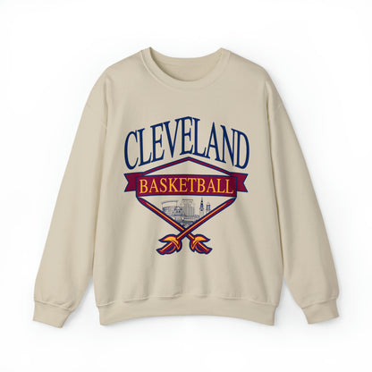 Vintage Cleveland Cavaliers Sweatshirt - Wine and Gold - Vintage Style Basketball Crewneck - Men's & Women's Retro Ohio Apparel