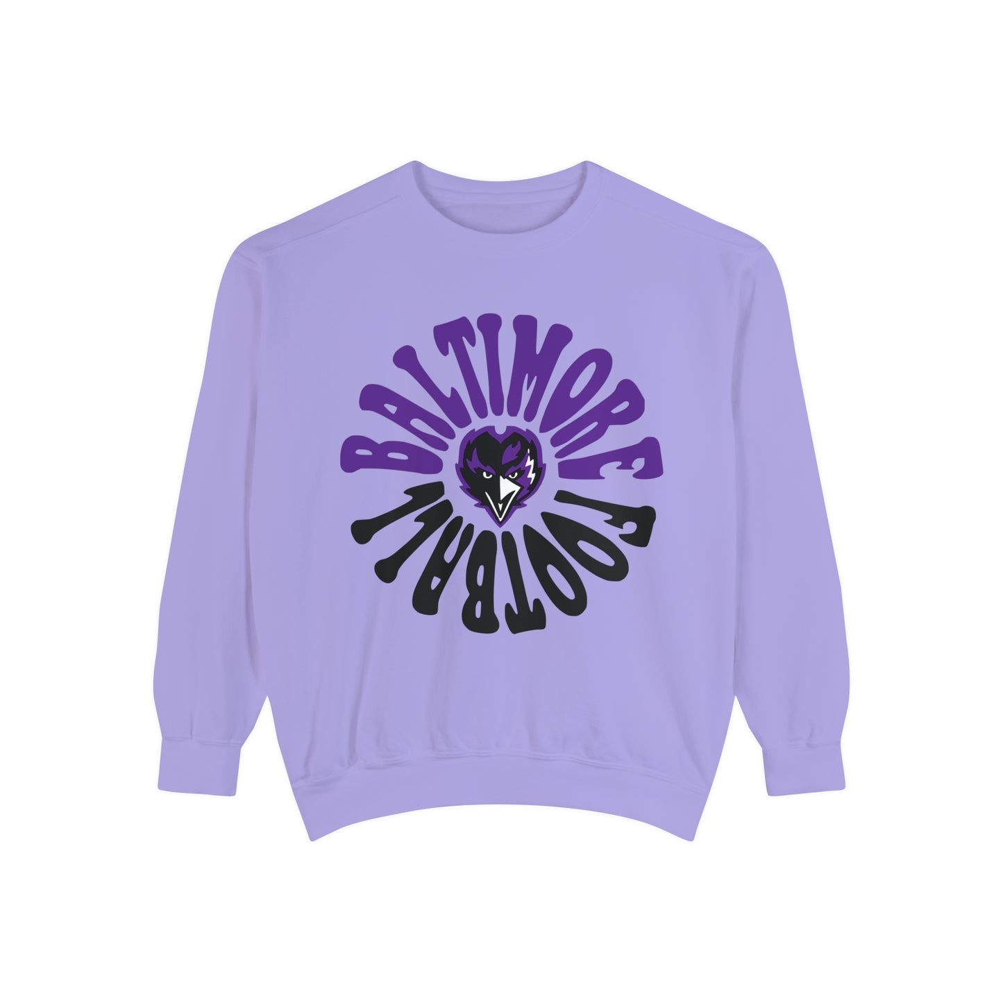 Purple Baltimore Ravens Crewneck Sweatshirt - Comfort Colors NFL Football  - Sweatshirt - Purple & Gray - Design 2
