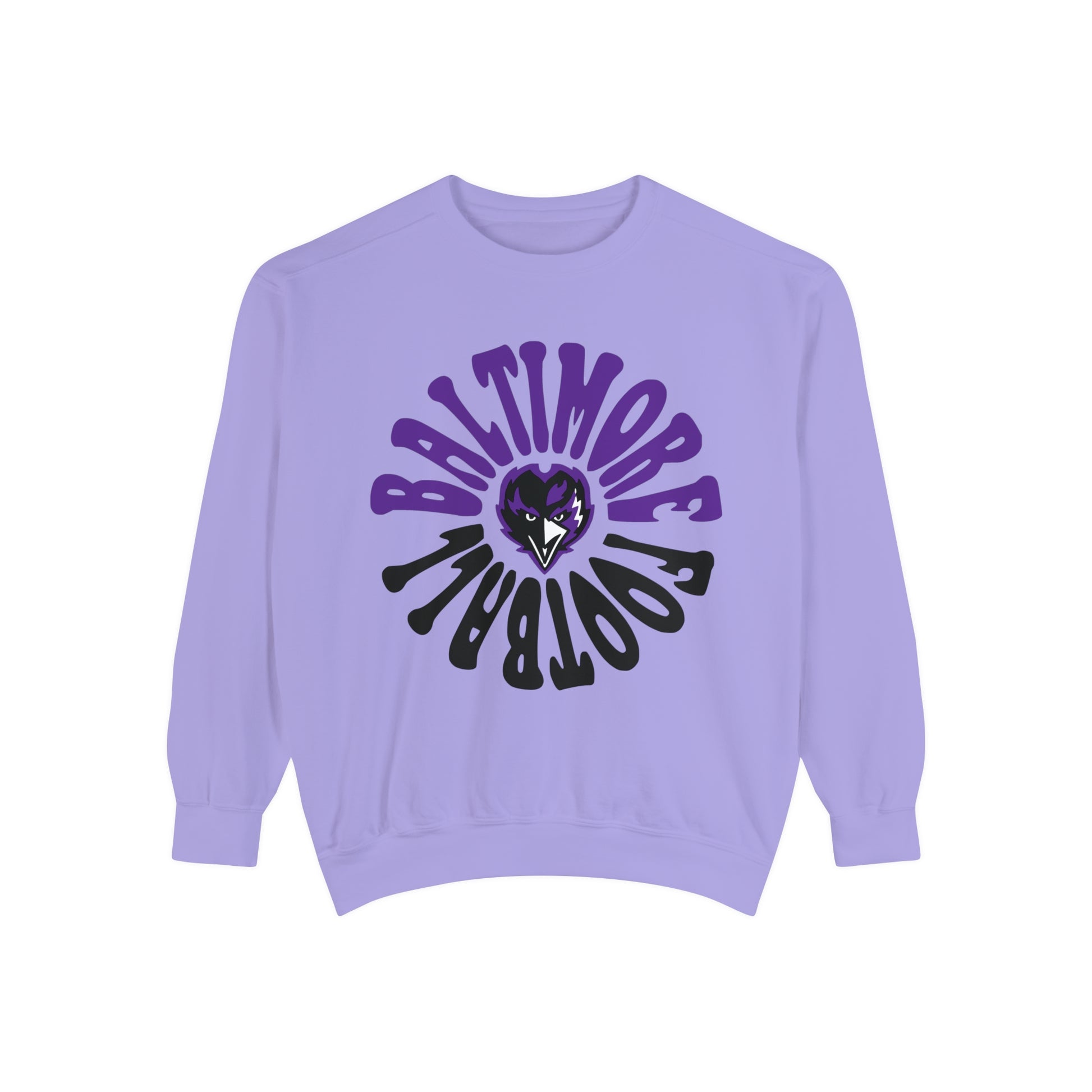 Purple Baltimore Ravens Crewneck Sweatshirt - Comfort Colors NFL Football  - Sweatshirt - Purple & Gray - Design 2