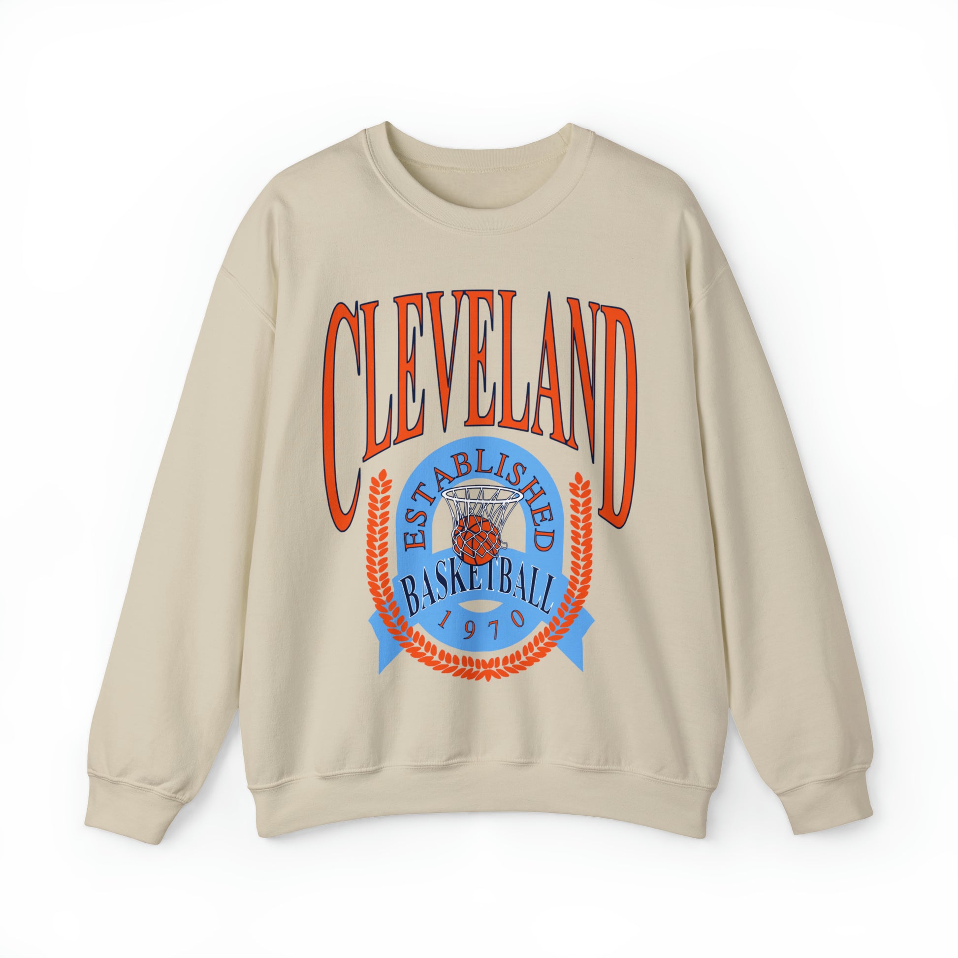 Vintage Cleveland Cavaliers Crewneck Sweatshirt - Blue and Orange -  Cavs Unisex Basketball Sweatshirt