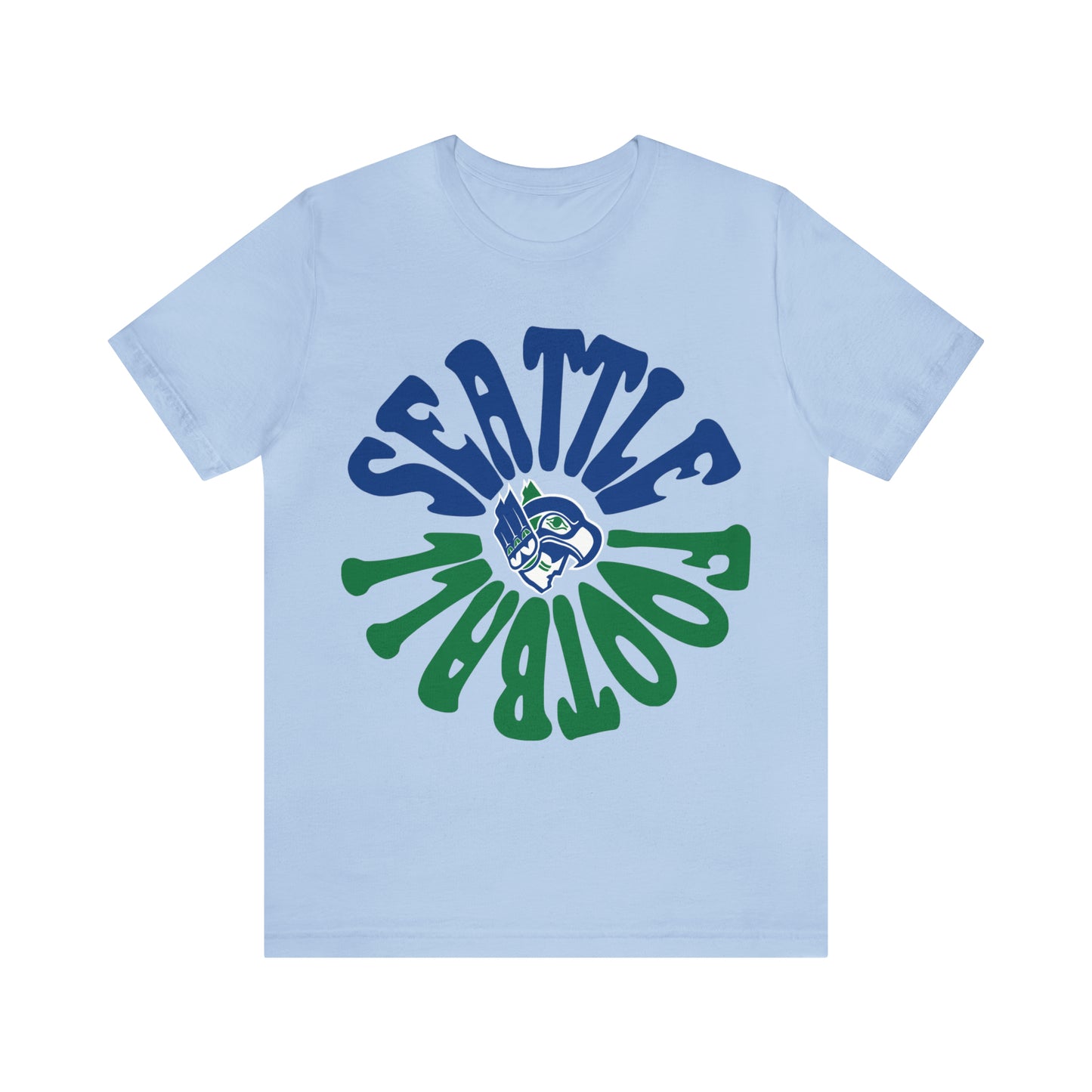 Hippy Retro Seattle Seahawks Short Sleeve T-Shirt - Vintage Style Football Tee - Design 2