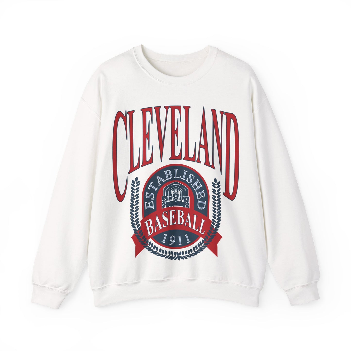 Navy Cleveland Baseball Crewneck - Vintage Indians Baseball Sweatshirt