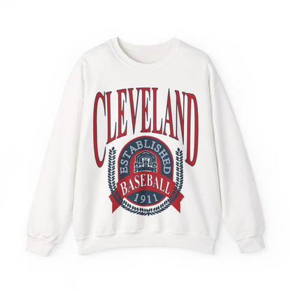 Navy Cleveland Baseball Crewneck - Vintage Indians Baseball Sweatshirt