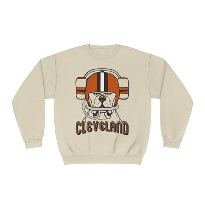 Cleveland Browns Beer Helmet Dog Crewneck Sweatshirt - Vintage Cleveland Browns Hoodie - Men's Women's Apparel Tee - Design 7