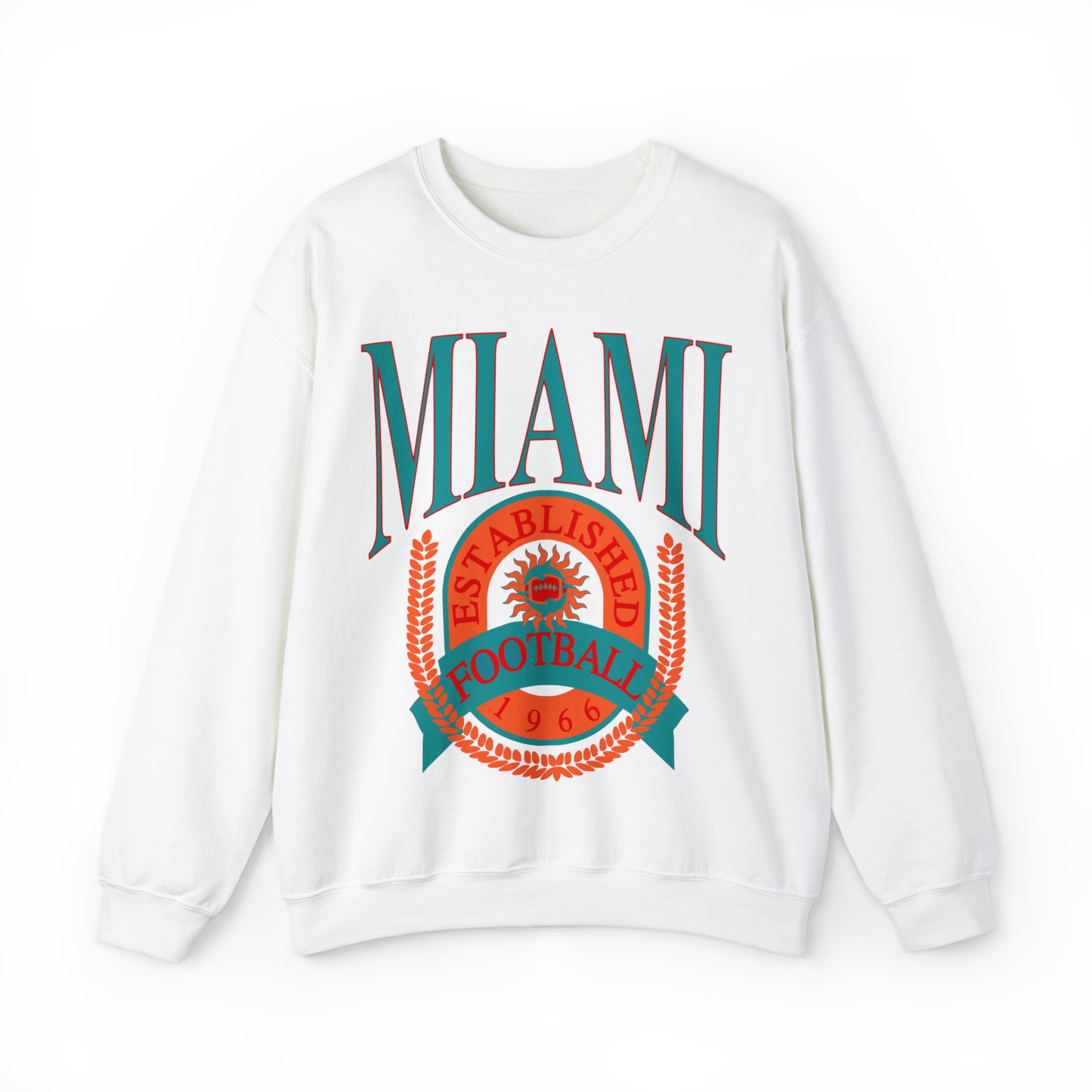 Throwback Miami Dolphins Football Sweatshirt - Vintage Style Football Crewneck - Men's & Women's Football Apparel - Design 1
