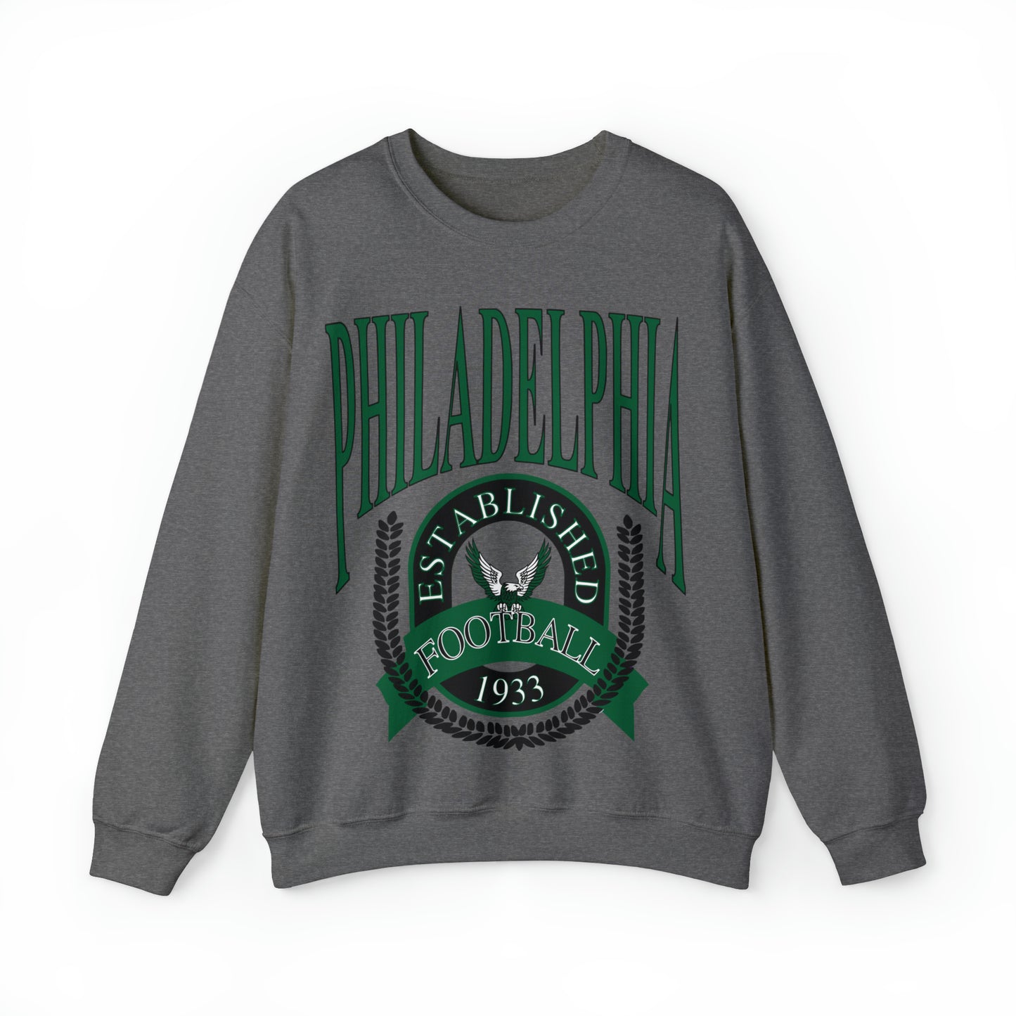 Green Throwback Philadelphia Eagles Football Sweatshirt - Vintage Men's & Women's Retro Oversized NFL Unisex Crewneck - Design 1