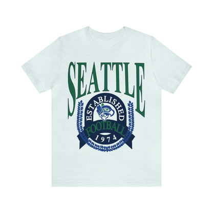 Throwback Retro Seattle Seahawks Short Sleeve T-Shirt - Vintage Style Football Tee - Design 1